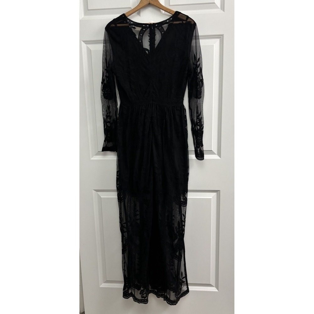 Altar'd State Black Embroidered Lace Maxi Dress M Whimsigoth Witchy Gothic 0354 - Picture 14 of 14
